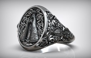 Bague Masque Aztèque de Luxe en Argent Sterling 925, Visage de Guerrier Tribal Ancien, Large Bande, Bijou Tendance pour Hommes et Femmes - Product Image 1
