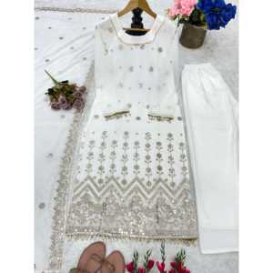 ชุดเสื้อและกางเกงออกงานปาร์ตี้ออกแบบสำหรับผู้หญิงพร้อมชุดหรูหรา Dupatta - Product Image 3