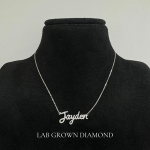 Personalized Diamond Name <b>Necklace</b> 14K <b>Solid</b> Gold, Lab Grown Diamond Name <b>Necklace</b> My Name <b>Necklace</b>. Customized Jewellery - Product Image 1