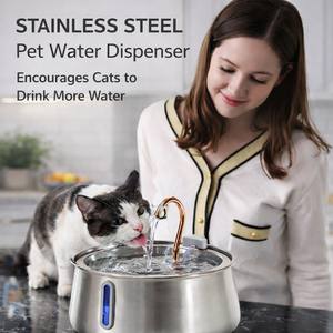 Fuente de Agua para Mascotas de Acero Inoxidable de 4L, Grifo en Forma de Lágrima, Ventana Visible para Ver el Agua, Bomba Ultrasilenciosa, para Gatos Pequeños, Venta al Por Mayor - Product Image 2