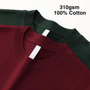 เสื้อยืดคอกลมสีพื้นผ้าฝ้าย 100% สำหรับผู้ชาย ออกแบบลายพิมพ์ได้ตามต้องการ น้ำหนัก 310 กรัม ทรงปกติ แขนสั้น ผ้าถัก สวมใส่สบาย - Product Image 1