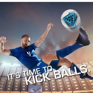 Nouveau design tendance Ballon de football blanc cyan bleu noir à motif géométrique Durable Qualité match Entraînement extérieur - Product Image 3