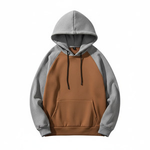 Sweat-shirt à capuche pour homme en molleton de coton, à blocs de couleur contrastés, avec manches raglan et poche kangourou, chaud, pour l'automne et l'hiver - Product Image 4