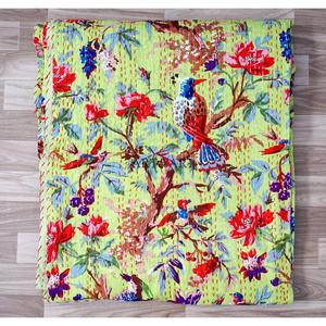 ผ้าคลุมเตียงควีนไซส์ลายปักนกแบบคันธาสุดหรู ผ้าปูที่นอนผ้าฝ้ายทำมือสั่งทำได้ ขายส่ง - Product Image 6