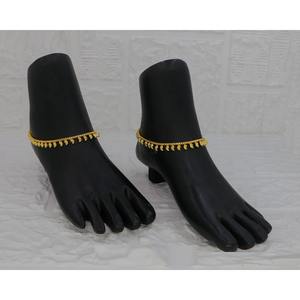 Tobillera Tradicional Chapada en Oro para Mujer, Joyería Étnica para Pies, Estilo Bollywood Clásico y de Moda para Bodas Indias - Product Image 5