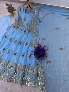 Conjunto de Vestido y Dupatta de Georgette Bordado de Diseño Indio, Tendencia en Moda, para Mujer, Ropa Tradicional para Bodas y Fiestas, Último Modelo Exclusivo - Product Image 3