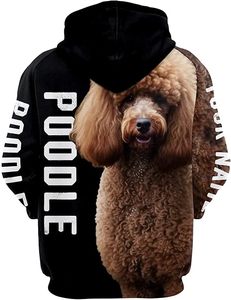 Sweat-shirt à capuche unisexe en polyester tricoté, coupe classique, imprimé Poodle par sublimation, décontracté, pour l'automne, avec logo au dos - Product Image 3
