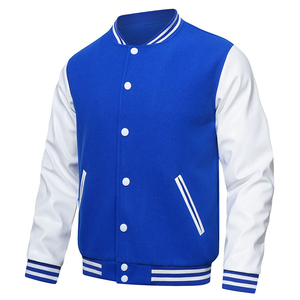 Custom Logo Outdoor Jackets OEM Customized Design Leather Fabric <b>Covered</b> <b>Buttons</b> Varsity Jackets For Men's - Product Image 3