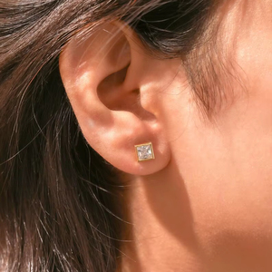 Solitaire Princess Cut Lab Grown Diamond Stud Earrings Wedding Engagement Stud Earrings Women 14k Gold Fashion earrings - Product Image 1