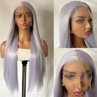 Perruque en fibre haute température ajustable avec dentelle frontale, pré-épilée, lisse, style célébrité, pour femme, idéale pour Halloween, vente en gros