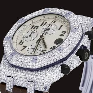 Impresionante Reloj de Diamantes Moissanite con Correa de Cuero Marrón, Diseño Impermeable para Uso Formal e Informal, Disponible a Bajo Precio - Product Image 3