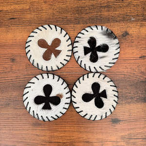 Ensemble de sous-verres en forme de rond en cuir de vachette fabriqué à la main pour la décoration intérieure cheveux en cuir véritable occidental sur les sous-verres en peau nouveaux cadeaux pour la maison - Product Image 2