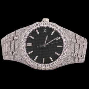 Most Trending <b>Black</b> Dial Custom Moissanite Fully Iced Out Diamond Wristwatch for <b>Man's</b> Hip Hop Style Bezel Setting Unique <b>Watch</b> - Product Image 1