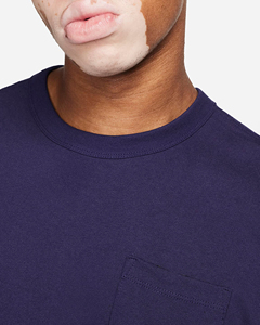 Camiseta de Manga Larga para Hombre, Color Azul Marino, Cuello Redondo, Tejido de Punto, Corte Holgado Informal, 100% Algodón, 200 Gramos, Diseño con Bolsillo de Dibujos Animados - Product Image 6