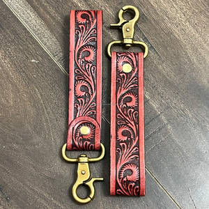 Porte-clés en cuir floral artisanal de qualité supérieure avec dragonne – Dragonne personnalisée style cowgirl pour clés de voiture, cadeau avec sangles mousqueton - Product Image 6