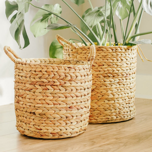 Handwoven Water Hyacinth Round <b>Storage</b> <b>Basket</b> for Plant, Blanket Bathroom, <b>Toy</b> Organizer from Vietnam - Product Image 3