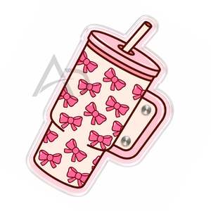 <b>Pink</b> Bow Print Tumbler Lash Tile Sustainable Acrylic Eyelash Tile Custom Logo Tumbler Shaped Aesthetic Beauty <b>Tool</b> - Product Image 5