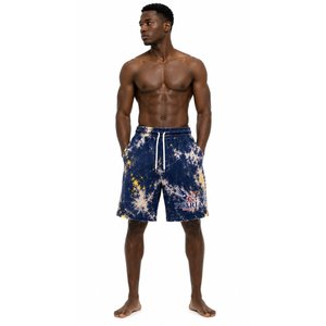 Tie Dye <b>Men's</b> 100% Cotton Mid Elastic Waist Drawstring Casual Beach Sports <b>Lounge</b> <b>Shorts</b> - Product Image 1