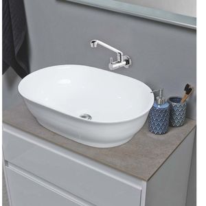 High quality rectangular wall hung ceramic wash basin 545x380x150mm glossy white floating bathroom sink with half pedestal - Product Image 5