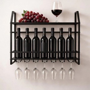Moderno estante para botellas montado en la pared, organizador elegante para salsas, aceites y botellas pequeñas de bebidas, licores o botellas de vino - Product Image 4