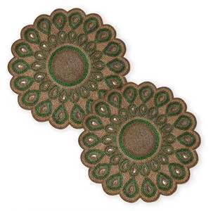 Ethnic Embroidery Glass Seed <b>Beaded</b> Placemat For Wedding Event Home Decor For Dining Modern Centerpiece Mat Decorative Displays - Product Image 4