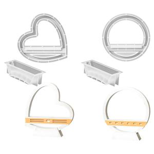 Love Heart Round Fragrance Lamp Seat Gypsum Resin <b>Silicone</b> Mold - Product Image 4