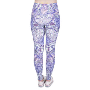 Leggings pour femmes à taille mi-haute, longueur intégrale, en tricot extensible uni, séchage rapide, respirant, écologique, polyester/nylon, toutes saisons - Product Image 2