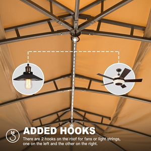 Carpa de Jardín de 10x14 Pies con Estructura Metálica Resistente, Doble Techo, Cortinas de Privacidad y Mosquiteras - Product Image 5