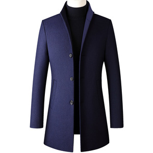 Abrigo Largo de Lana Negro para Mujer, Cuello Camisero, Color Sólido, Abrigo Cálido para Invierno - Product Image 3