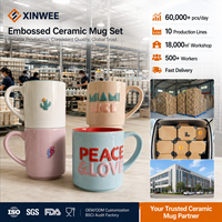 Mug à café en céramique avec logo personnalisé, intérieur coloré, poignée, boîte cadeau, marque privée, mug en céramique OEM ODM, fournisseur en gros pour la vente au détail