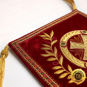 Vestimenta Litúrgica Ortodoxa Bordada a Mano con Oro para Sacerdotes, Diseño de Cruz Roja y Laurel, Personalizable, ShineWays - Product Image 2