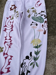 Top Selling Custom <b>womens</b> Graphic Fleece Sweatpants Vintage Floral Font Printed Joggers Light Pink <b>Cuffed</b> <b>Trousers</b> - Product Image 3