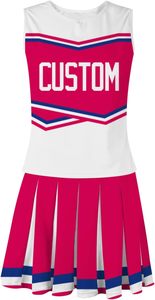 Uniforme de cheerleading personnalisé sans manches rose blanc bleu, impression par sublimation, costume de performance pour équipe adulte, service OEM - Product Image 6