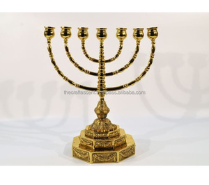 Portavelas de latón de huracán de 7 brazos personalizado al por mayor, portavelas de Metal dorado hecho a mano religioso para decoración del hogar y el jardín - Product Image 2