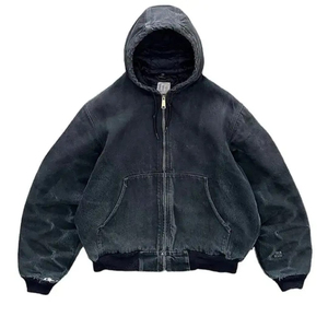 Fabricants de sweats à capuche personnalisés 100% coton, streetwear, épais, brodés, effet vieilli, strass, délavé à l'acide, Y2k, à fermeture éclair - Product Image 1