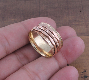 925 Sterling Silver Rose Gold Plated <b>Spinner</b> <b>Ring</b> for Anxiety Handmade Fidget Spinning <b>Ring</b> for Stress Relief Wholesale - Product Image 2