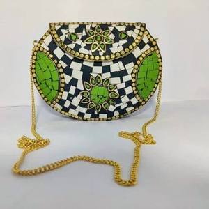 Gold Beaded Rhinestone Bohemian Half Moon <b>Large</b> Capacity <b>Clutch</b> <b>Bag</b> Women Elegant Flap Evening Handbag with Chain Strap - Product Image 6