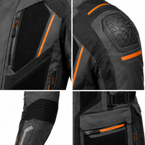 เสื้อแจ็คเก็ตมอเตอร์ไซค์ผ้าตาข่ายดีไซน์ใหม่ CE Armours ระบายอากาศได้ดี เหมาะกับทุกฤดู สำหรับผู้ชาย ขี่มอเตอร์ไซค์ผจญภัย  ผ้าคอร์ดูร่า - Product Image 5