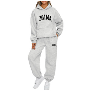 Manufacturers Custom <b>Mama</b> Print Long Sleeve Crew Neck Pullover Sweatshirt Sweatpants Two Piece <b>Hoodie</b> and Sweat Pants Set - Product Image 4