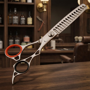 Ciseaux à effiler en acier inoxydable à 15 dents, bord partiellement dentelé, pour la coiffure et la découpe de tissus - Product Image 5