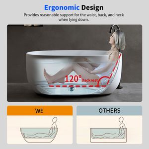 Vasca da Bagno Moderna Indipendente in Resina Effetto Pietra da 47FT con Scarico a Scomparsa e Troppopieno - Product Image 5