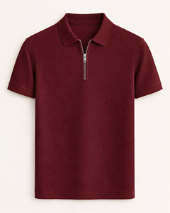 Polo de Golf Liso al por Mayor, Personalizable con Logotipo Bordado, de Algodón y Spandex Elástico con Cierre de Cremallera - Product Image 2