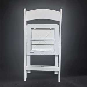 Chaise pliante moderne en résine blanche avec dossier confortable, assise rembourrée, pieds stables, portable, écologique, pour extérieur, jardin, parc, mariage - Product Image 2