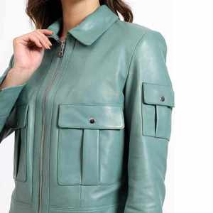 Women Cropped Leather <b>Jacket</b> Modern Fashion Biker Style With Premium Stitching And Comfortable <b>Lightweight</b> Feel - Product Image 3