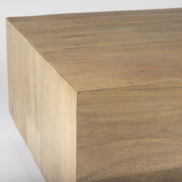 Table basse carrée en bois de manguier massif, finition naturelle, faite à la main, écologique et durable, pour salon ou bureau à domicile