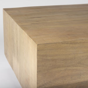 Table basse carrée en bois de manguier massif, finition naturelle, faite à la main, écologique et durable, pour salon ou bureau à domicile - Product Image 5