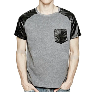 T-shirts à manches courtes en coton 100% de haute qualité, personnalisés OEM, avec manches en cuir, tissu respirant à séchage rapide, coupe classique pour hommes - Product Image 5