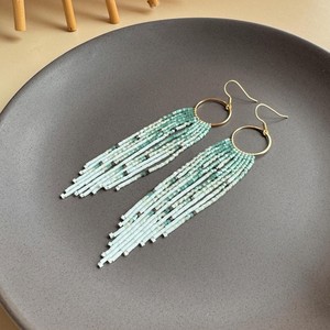 Bohemian Tassel <b>Drop</b> Earrings Gold Plated Alloy Beaded Fringe Women's Party Jewelry Gradient Design Fashion Statement Piece - Product Image 2