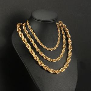 Hip Hop Rhodium Plated Gold Silver Rope Chain <b>Necklace</b> Twisted Link for Men Street Style Wedding Anniversary <b>Statement</b> Jewelry - Product Image 1
