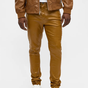 กางเกงหนังผู้ชายขายดี ดีไซน์ล่าสุด ขายส่ง รับออกแบบโลโก้ กางเกงหนังผู้ชาย วัสดุคุณภาพดี - Product Image 2